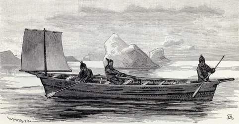 Eskimos in einem Umiak, aus 